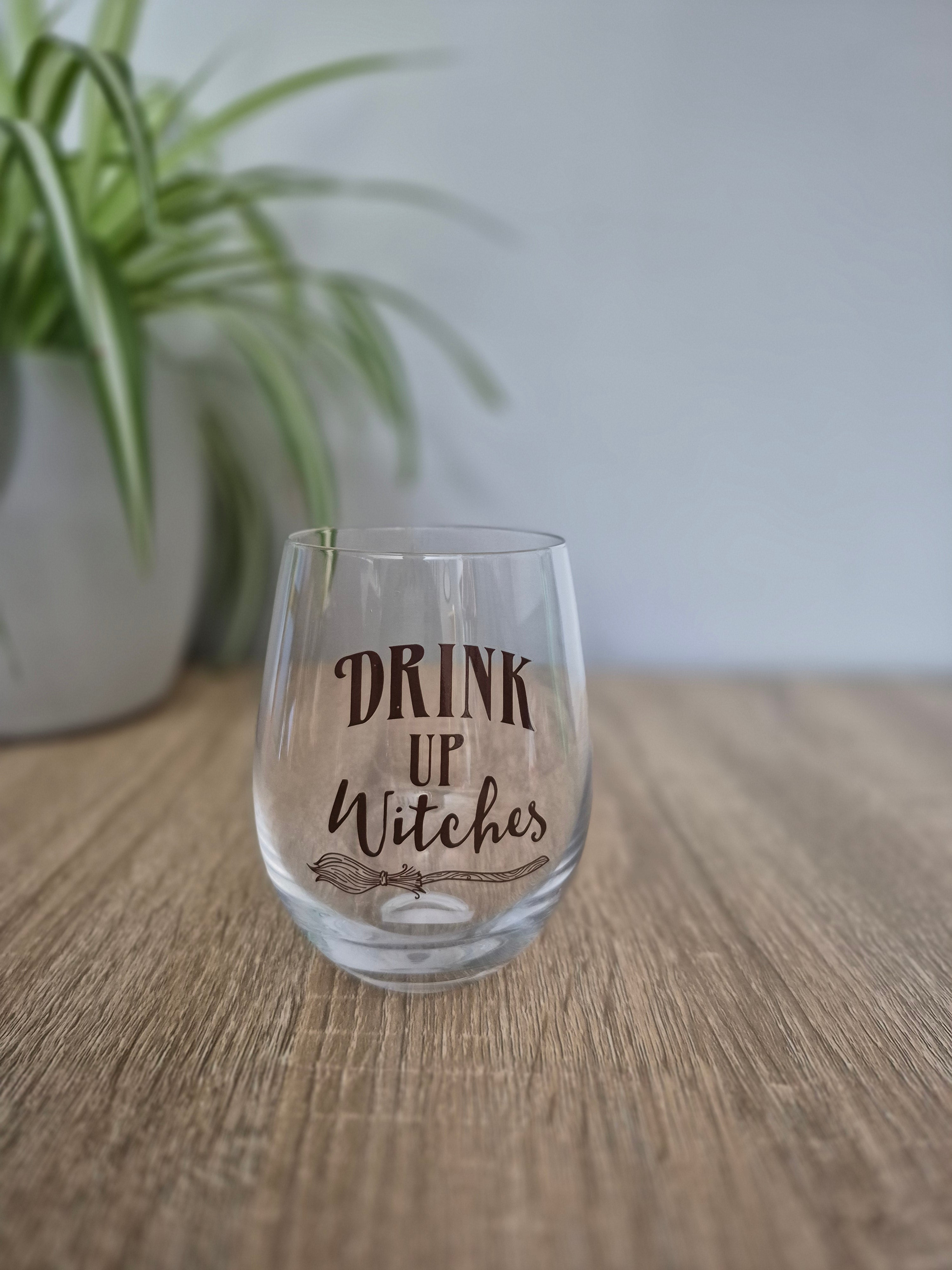 Drink Up Witches Stemless Wine Glass