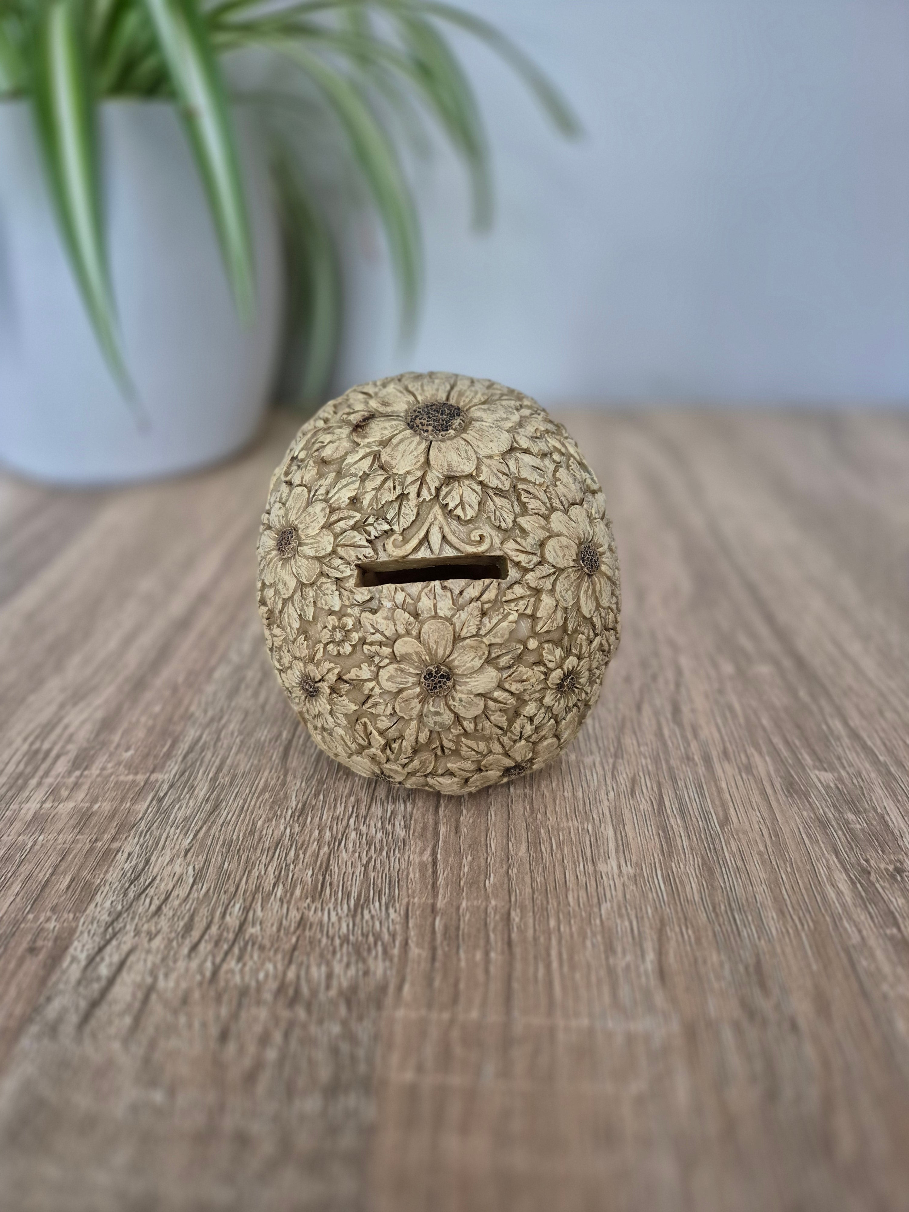 Natural Floral Skull Money Box