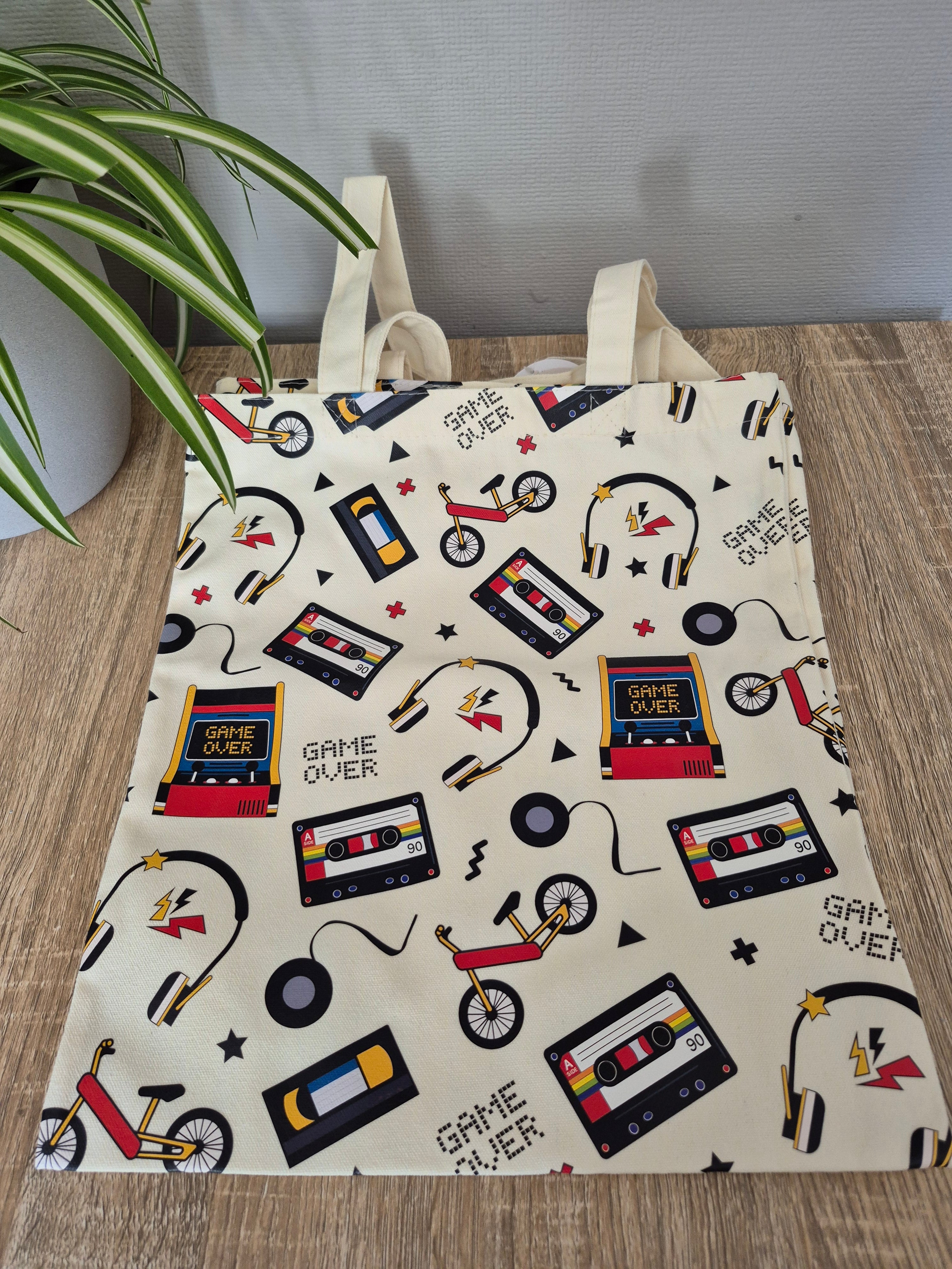 Retro 80s Print Polycotton Tote Bag