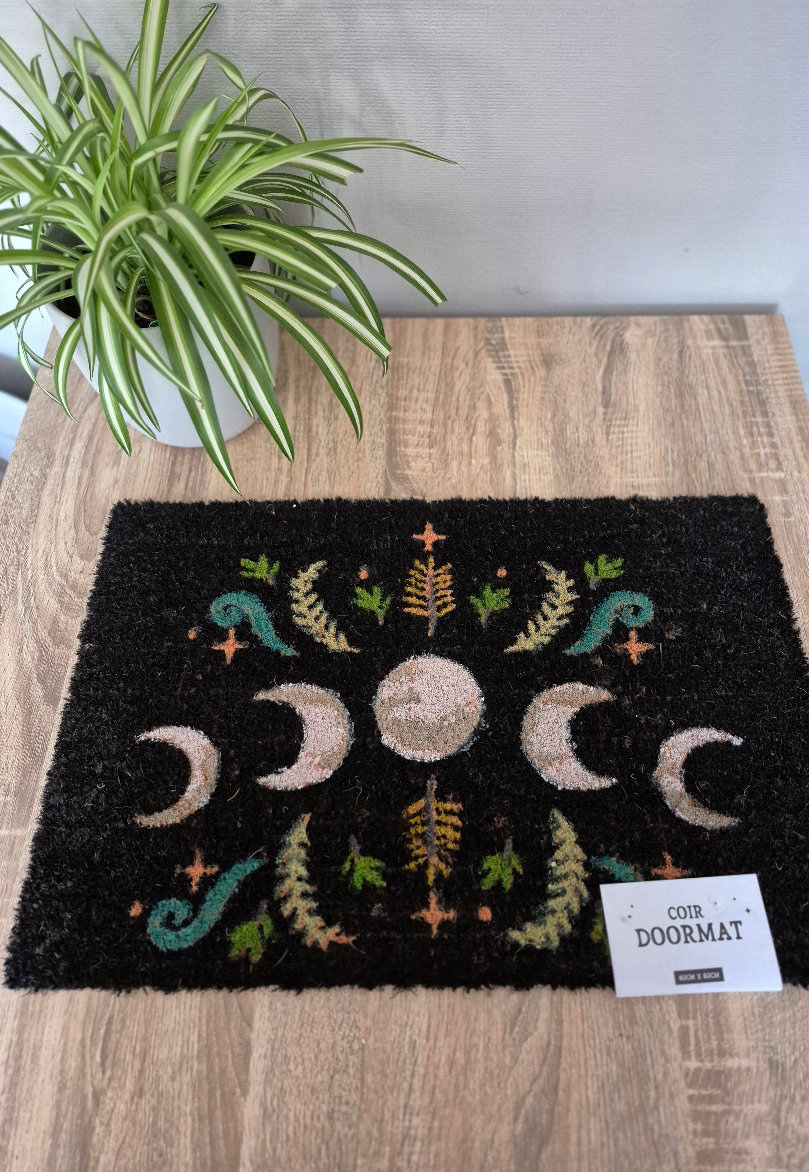 Black Dark Forest Moon Phase Doormat